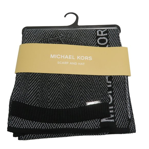Michael Kors Metallic Zig Zag  Scarf & Beanie Hat - Picture 1 of 5